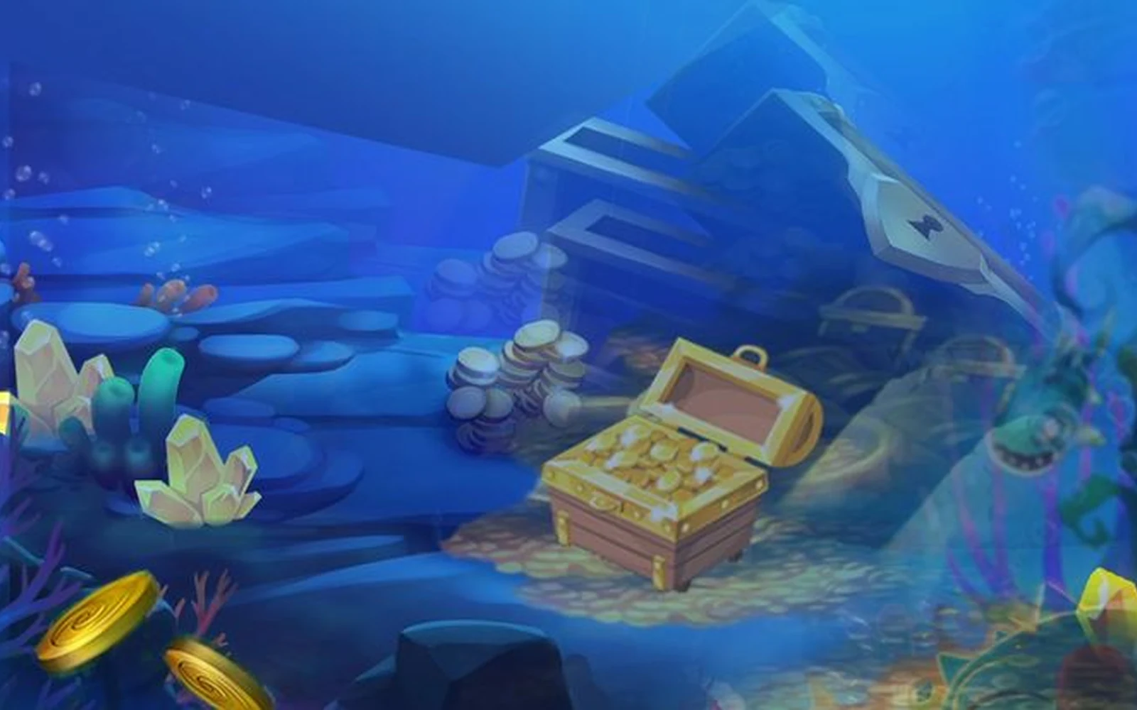 ฉากเกมยิงปลาพร้อมเป้าหมายใต้น้ำ